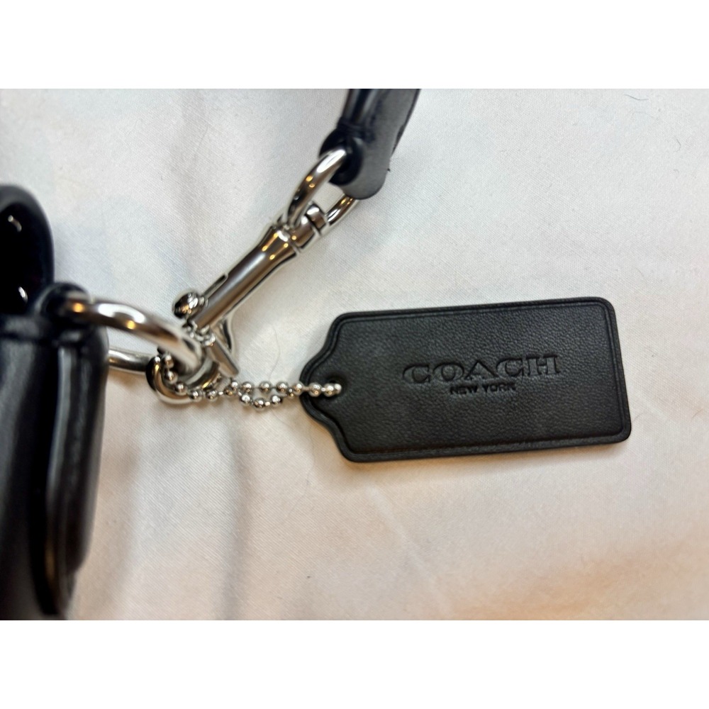 Black Coach Georgie Woman's Leather Signature Shoulder Bag W/ Silver Accents - Picture 8 of 16